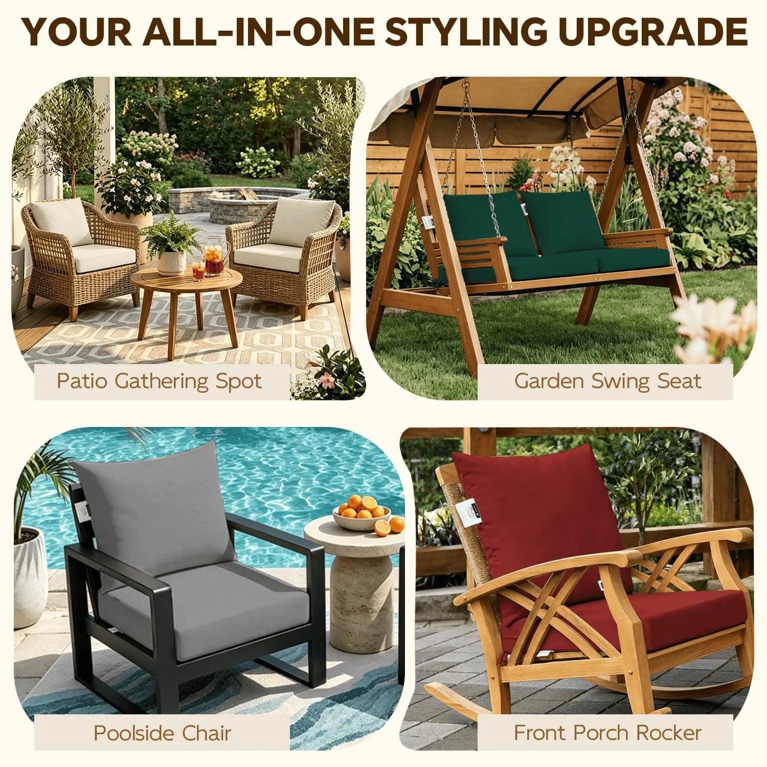 Favoyard Premium Sunbrella® Outdoor Patio Cushions one set
