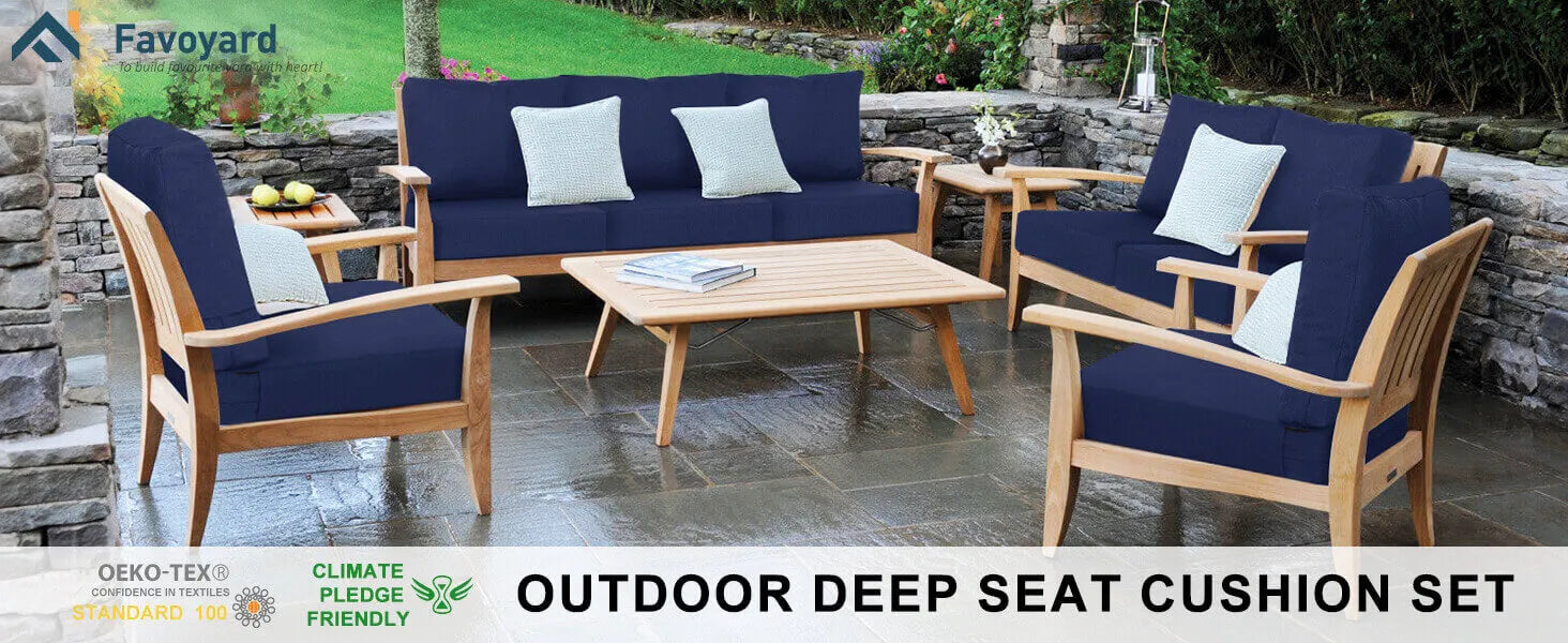 Outdoor deep seat cushion set 