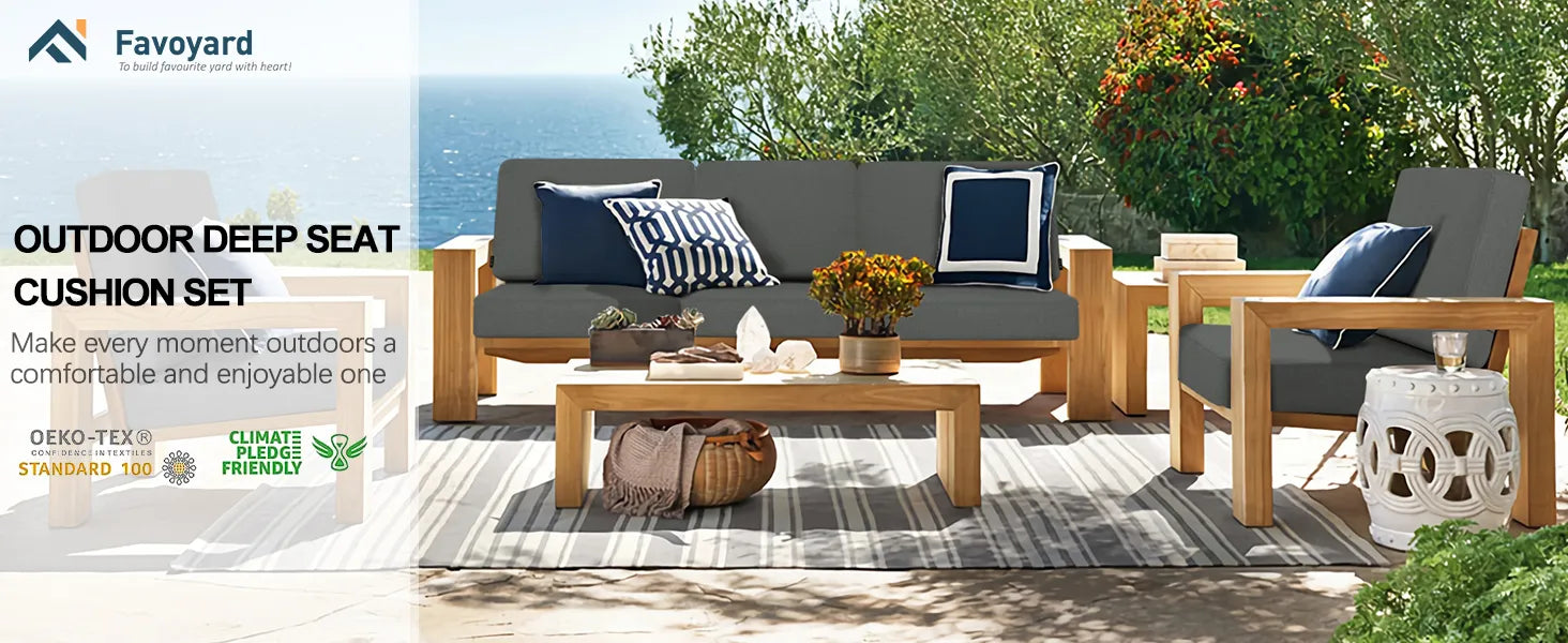Favoyard Outdoor deep seat cushion set with furniture