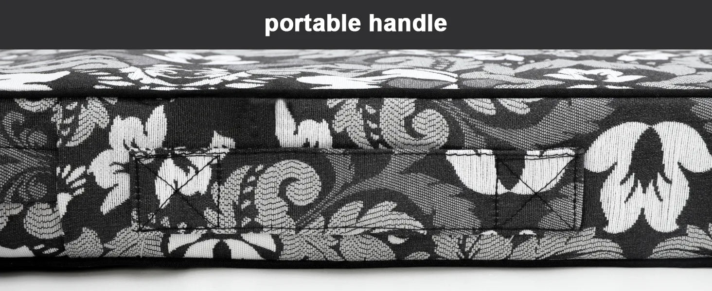 Floral-patterned strap with a portable handle of Favoyard outdoor cushions