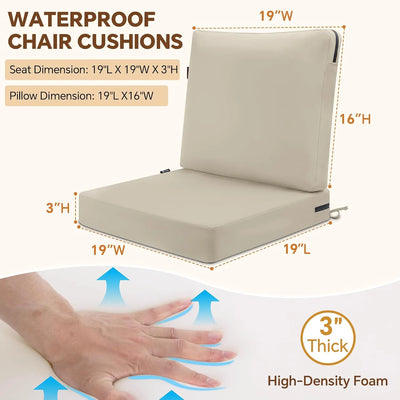 Favoyard Waterproof Outdoor High Back Patio Furniture Cushions