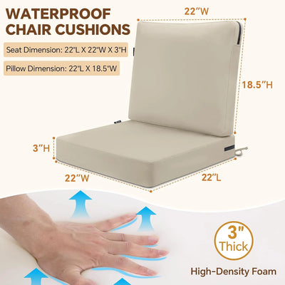 Favoyard Waterproof Outdoor High Back Patio Furniture Cushions