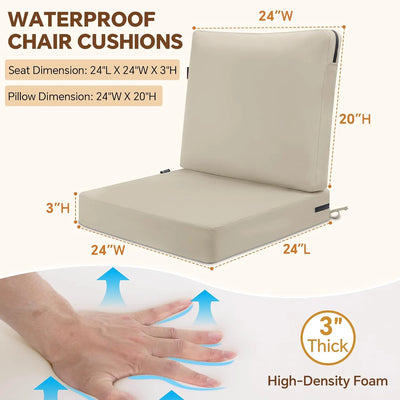 Favoyard Waterproof Outdoor High Back Patio Furniture Cushions