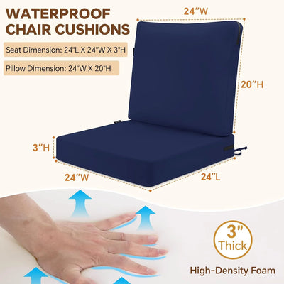 Favoyard Waterproof Outdoor High Back Patio Furniture Cushions