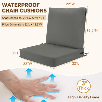 Favoyard Waterproof Outdoor High Back Patio Furniture Cushions