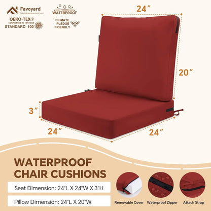 Favoyard Waterproof Outdoor High Back Patio Furniture Cushions