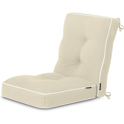 Favoyard beige outdoor cushioned rockers with white piping 