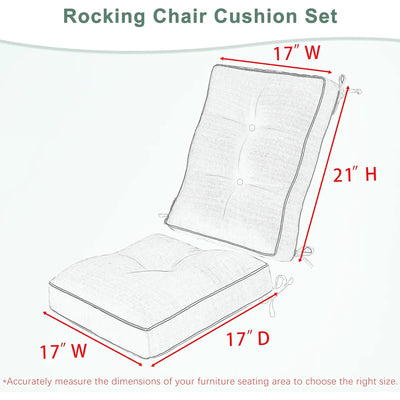 Diagram of a rocking chair cushion set with dimensions
