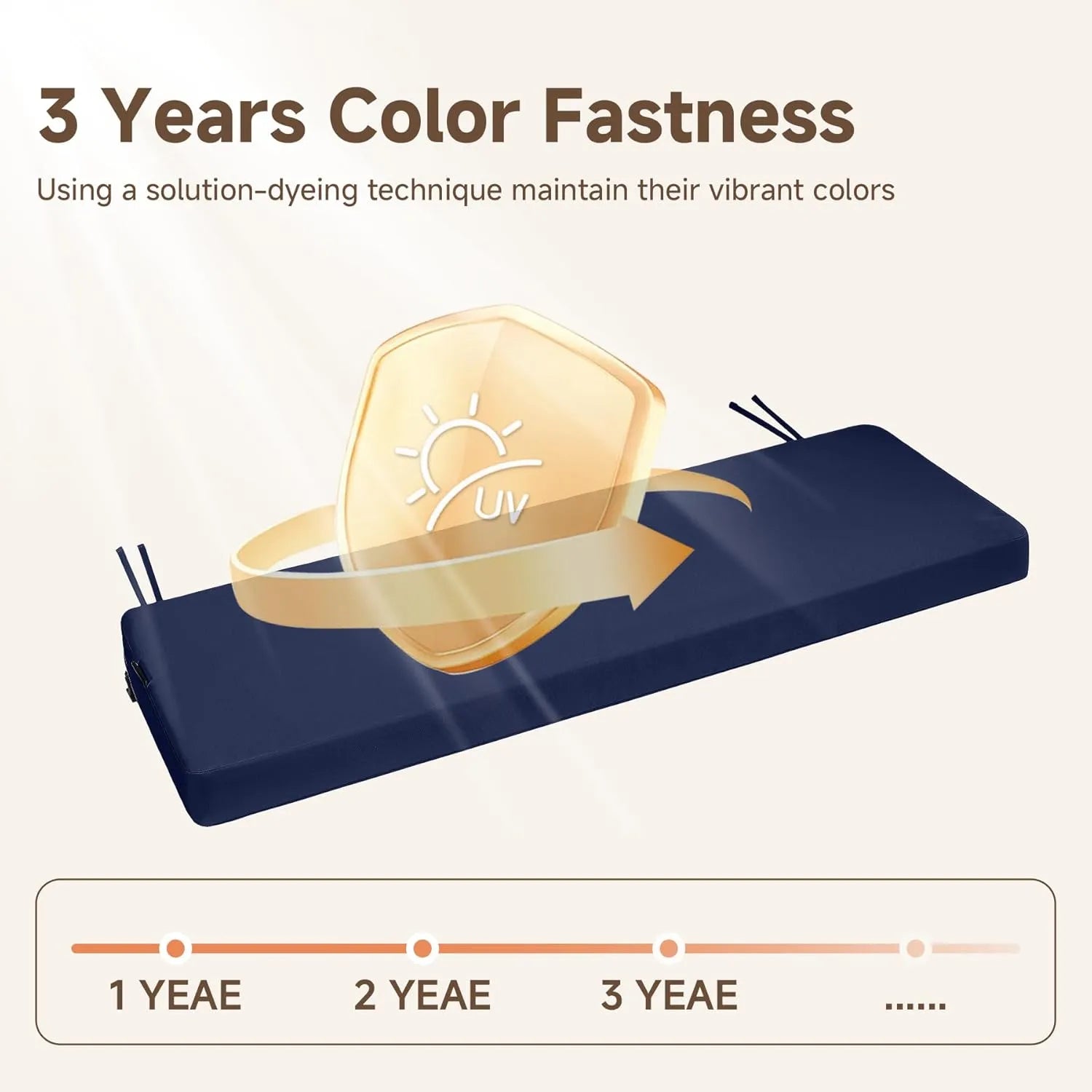 Favoyard Waterproof Outdoor Bench Cushion with Non-Slip Straps