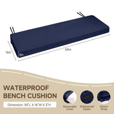 Favoyard Waterproof Outdoor Bench Cushion with Non-Slip Straps