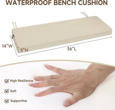 Favoyard Waterproof Outdoor Bench Cushion with Non-Slip Straps