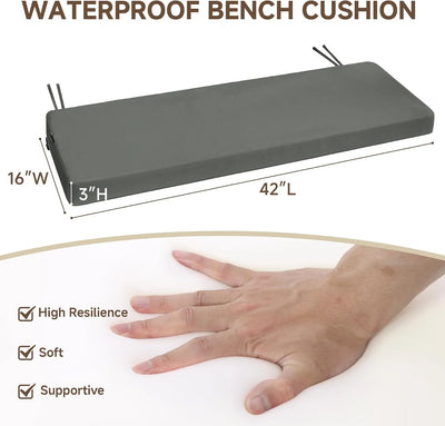 Favoyard Waterproof Outdoor Bench Cushion with Non-Slip Straps
