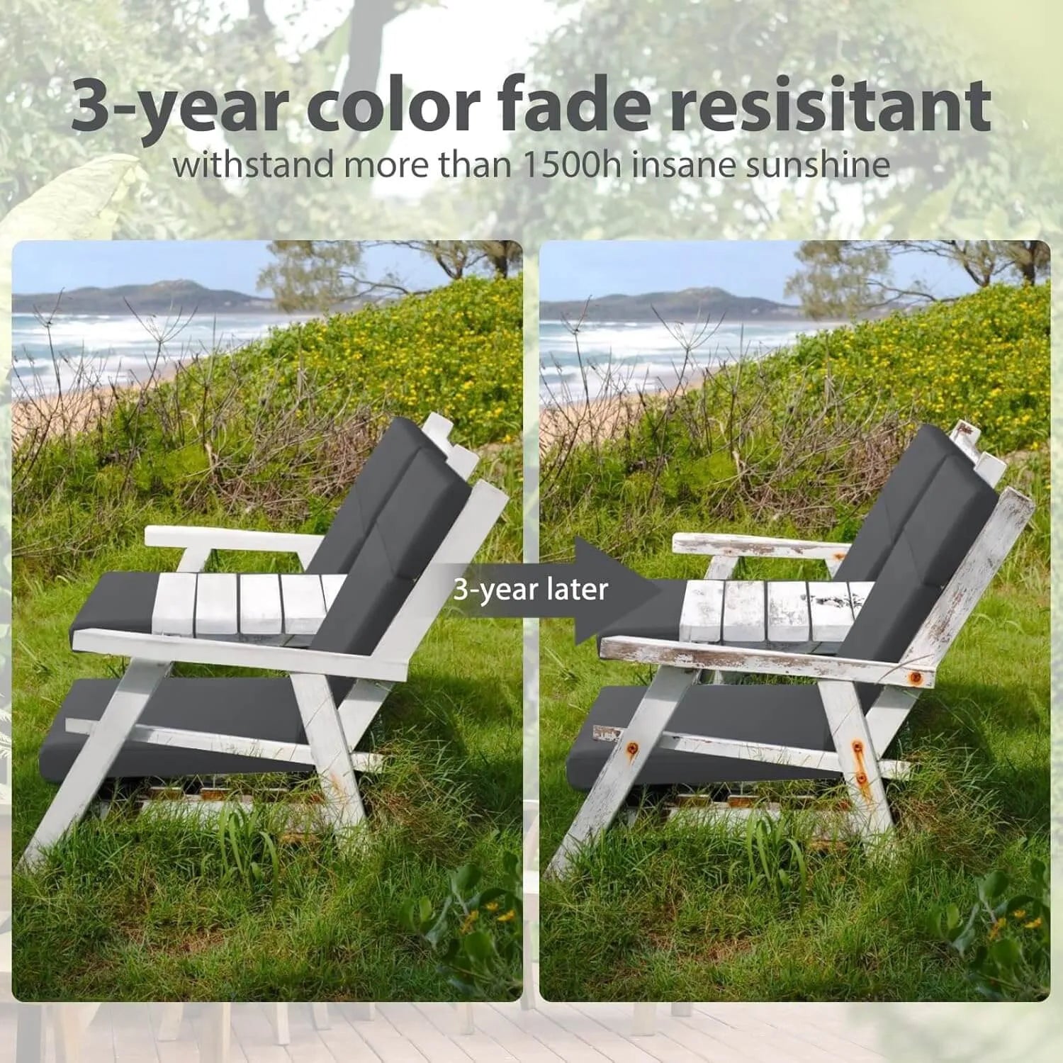 Favoyard garden furniture seat cushions with 3-year color fade resisitant