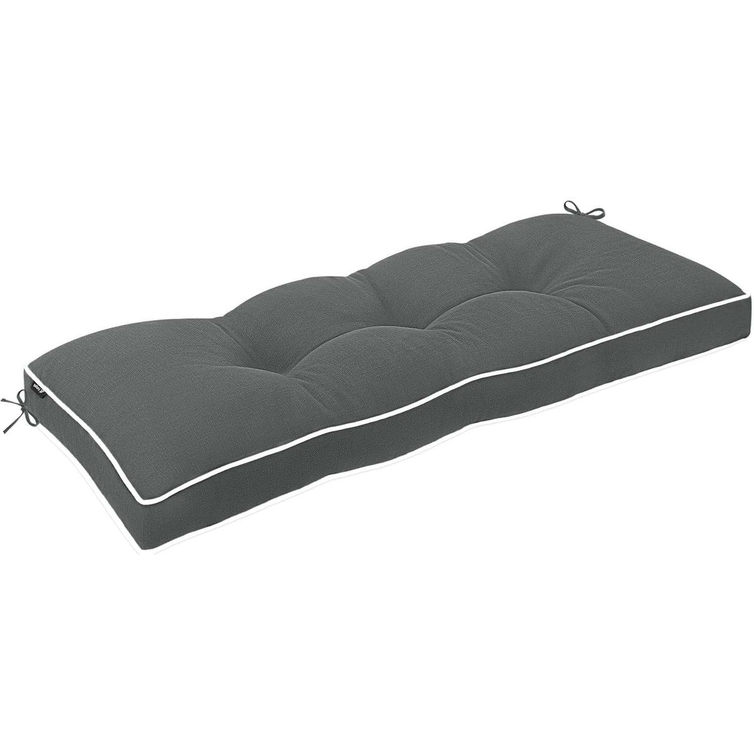 Gray cushion with white trim