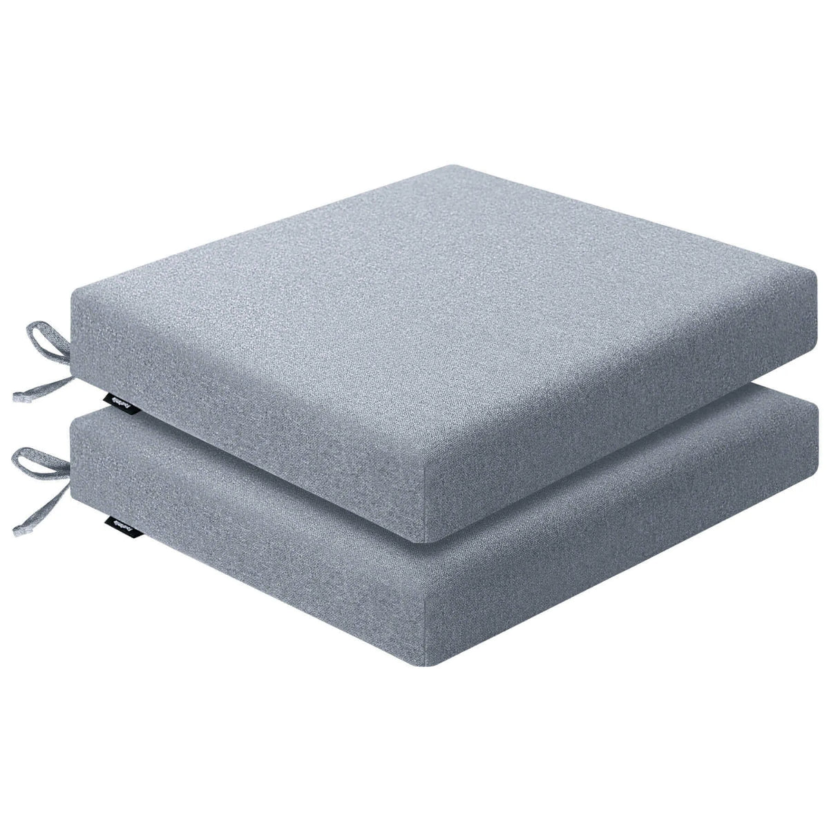Two gray cushioned square ottomans of Favoyard