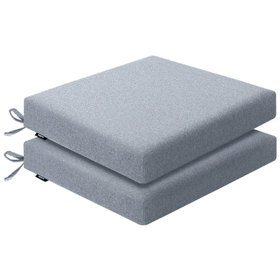 Two gray cushioned square ottomans of Favoyard