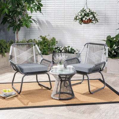 Favoyard outdoor patio cushion set with two chairs and a table on a patio