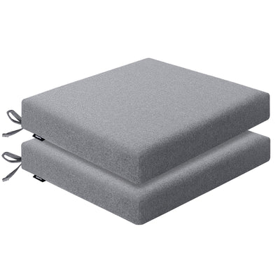 Two gray cushioned square seat pads of Favoyard