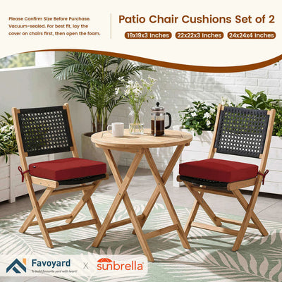 Favoyard Luxury Outdoor Cushion Set of 2 Featuring Sunbrella® Fabric & Signature Comfort Core