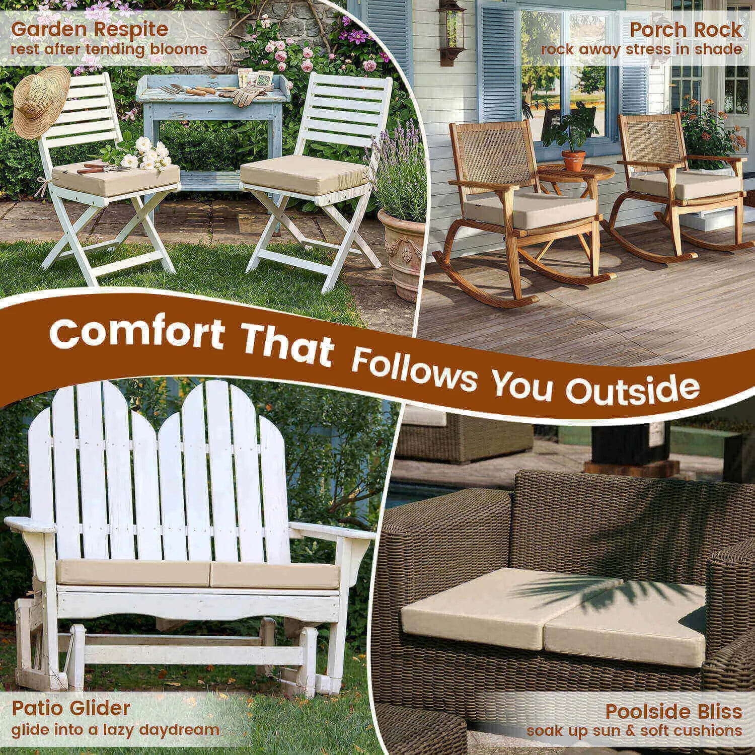 Favoyard Luxury Outdoor Cushion Set of 2 Featuring Sunbrella® Fabric & Signature Comfort Core