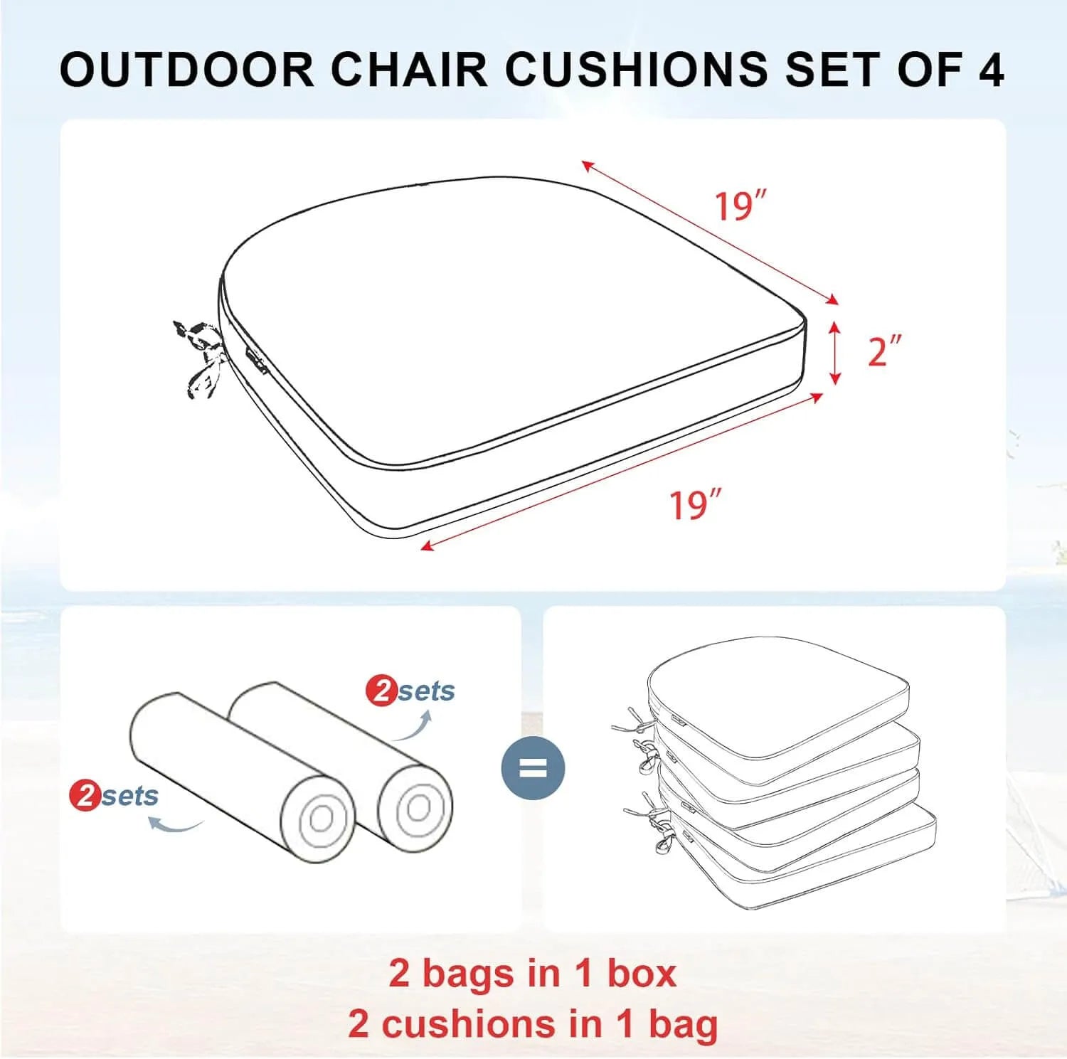 Favoyard outdoor chair pad set of 4