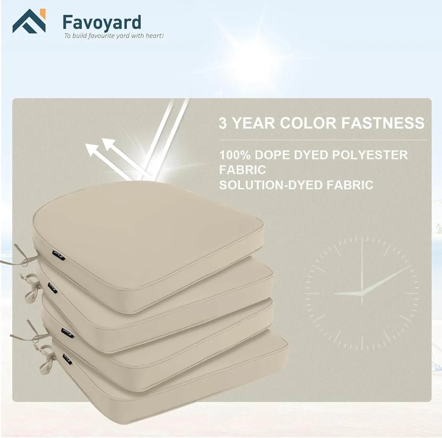 Favoyard outdoor patio replacement cushions with 3 year color fastness