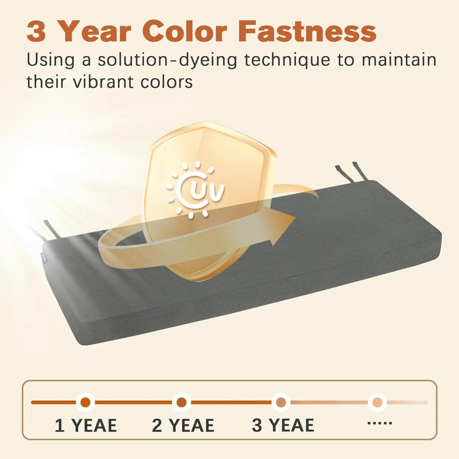 Favoyard outdoor bench pad cushion with 3 year color fastness