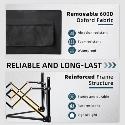 Favoyard's folding grocery cart with wheels features including removable 600D Oxford fabric and reinforced frame structure 