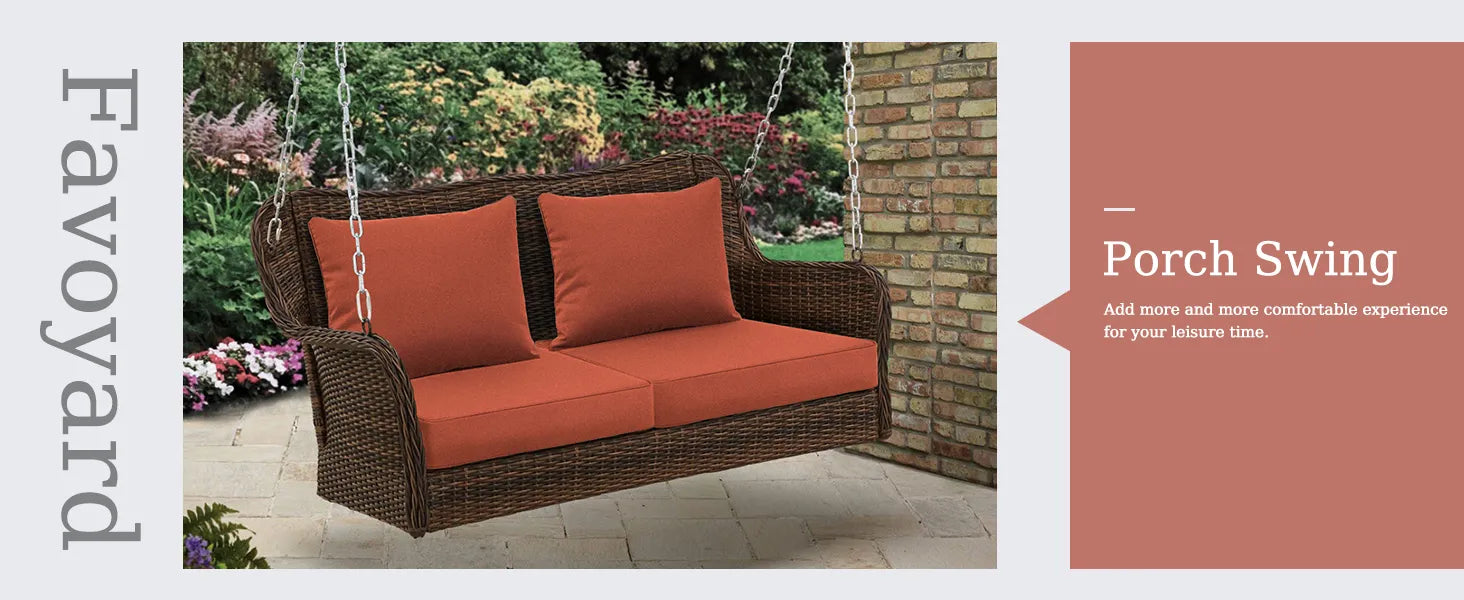 Porch swing with picnic bench cushion Favoyard 