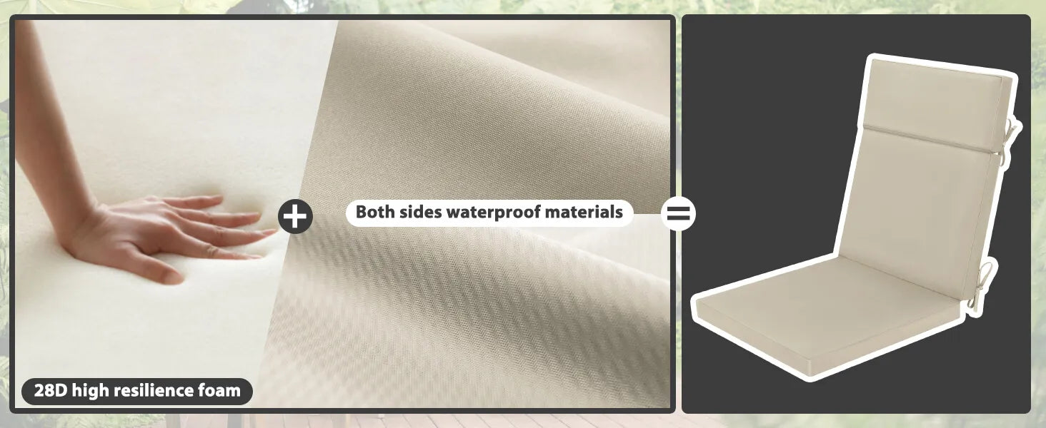 Beige folding chair with waterproof material and high-resilience foam Favoyard
