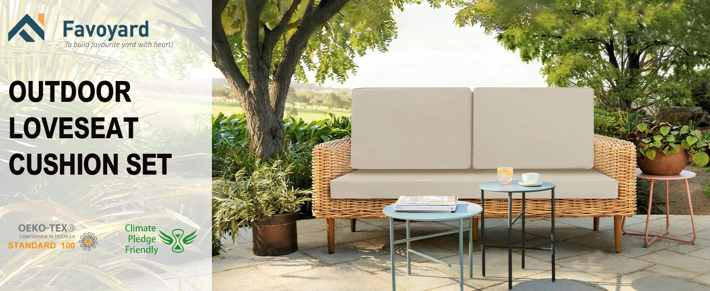 Outdoor loveseat cushion set with Favoyard