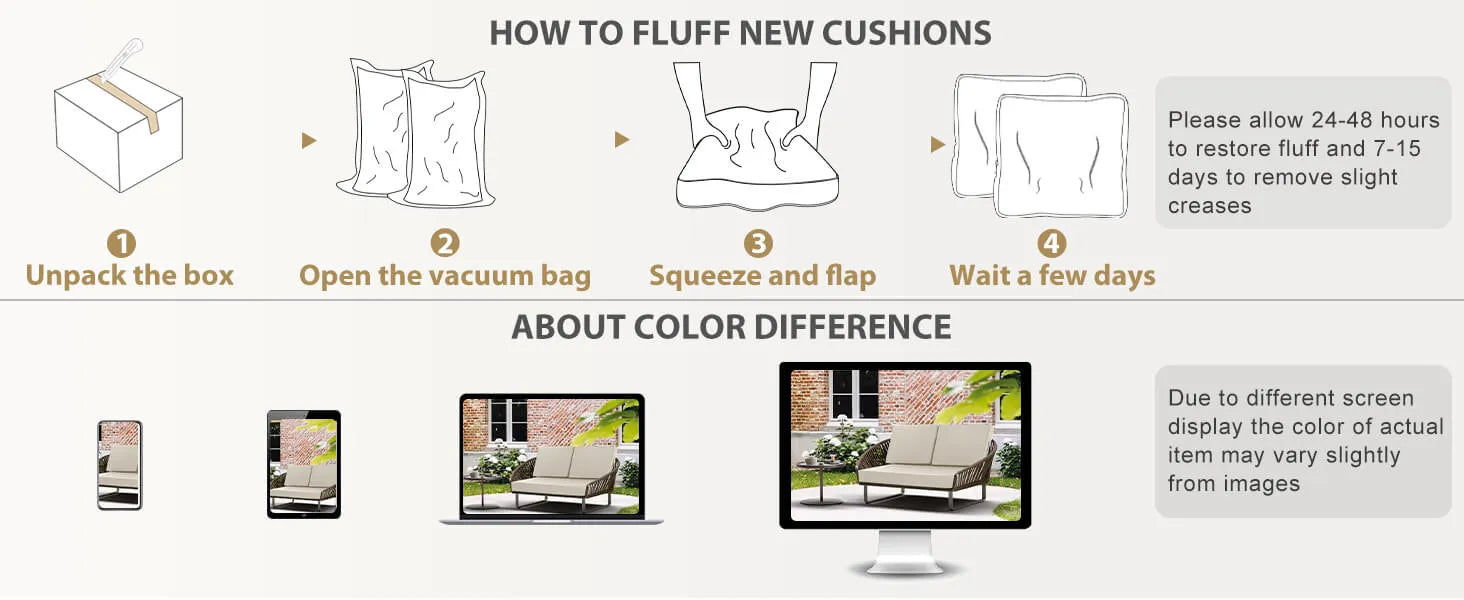 Instructions on how to fluff new cushions from Favoyard