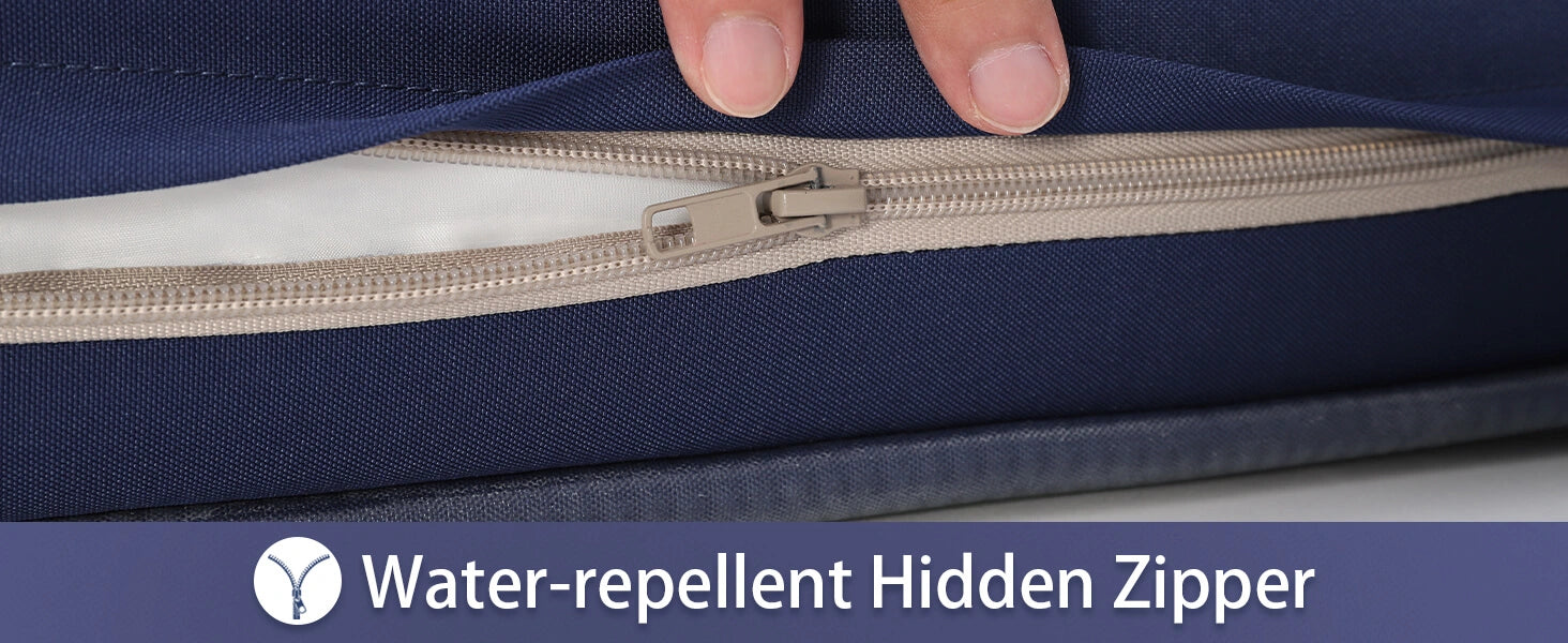 water-repellent hidden zipper with Favoyard outdoor seat cushions