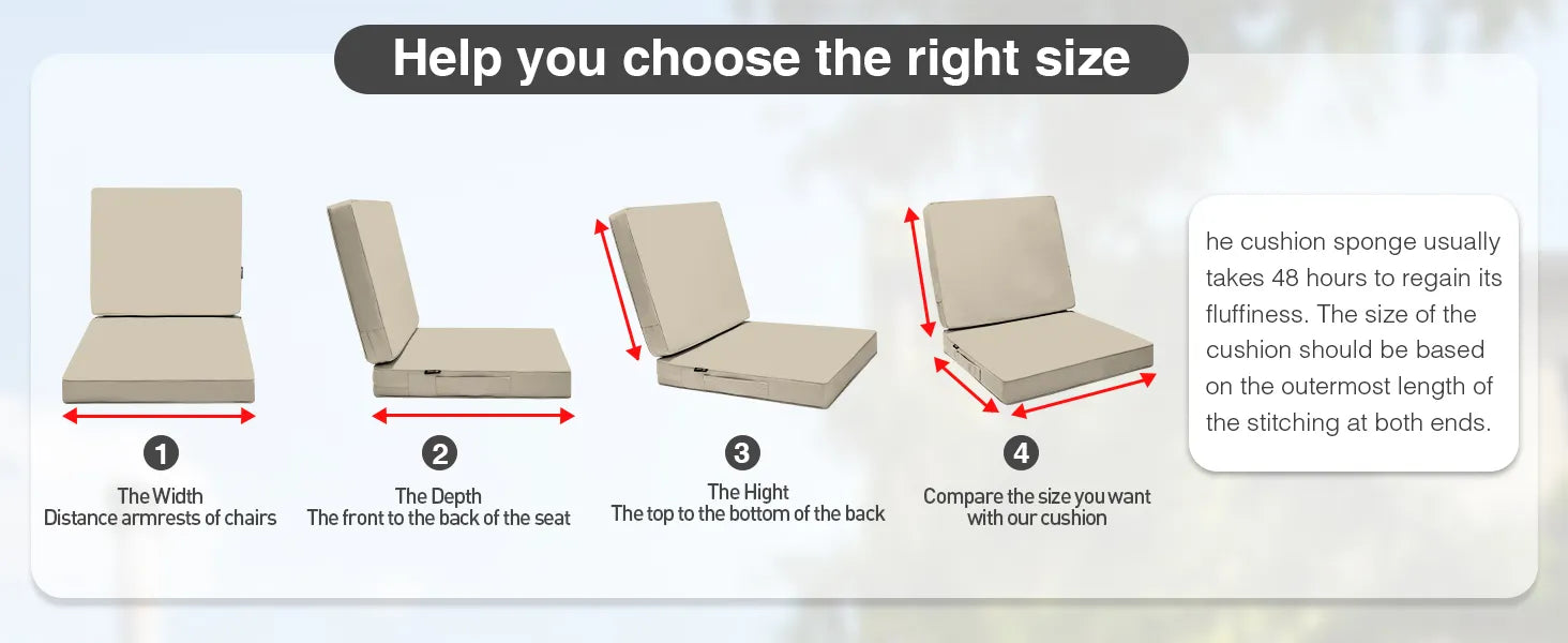 Instructions for choosing the right size of a Favoyard patio chairs cushion