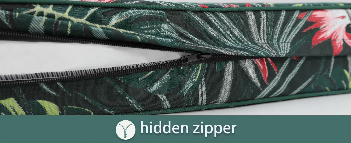 Floral-patterned outdoor deep seated cushions with a hidden zipper 