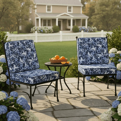 Thick replacement cushions for outdoor furniture with floral pattern