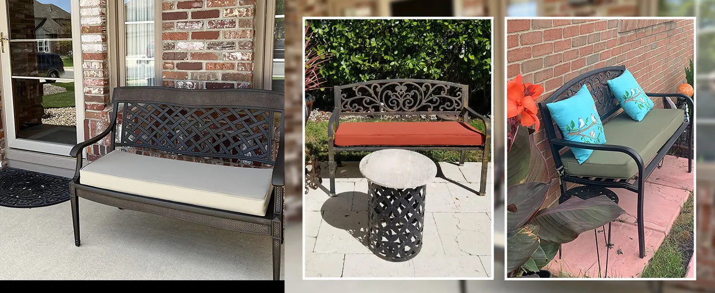 Favoyard bench seat cushions with different colors