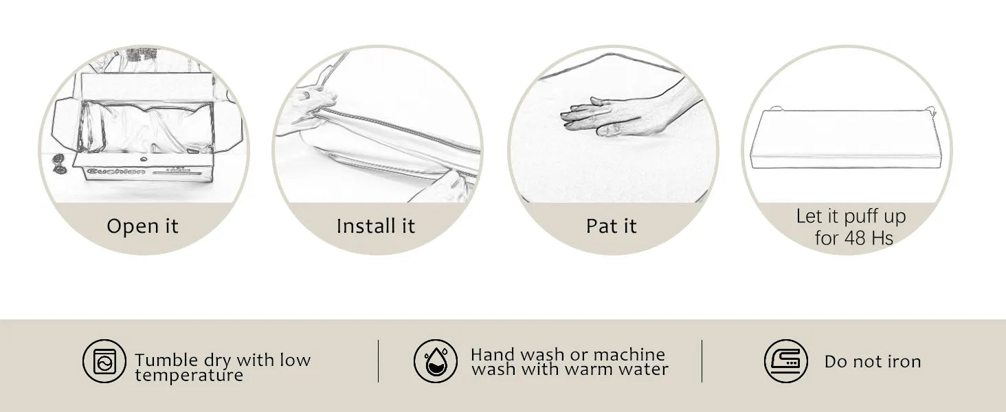 Step-by-step instructions for a Favoyard bench cushions