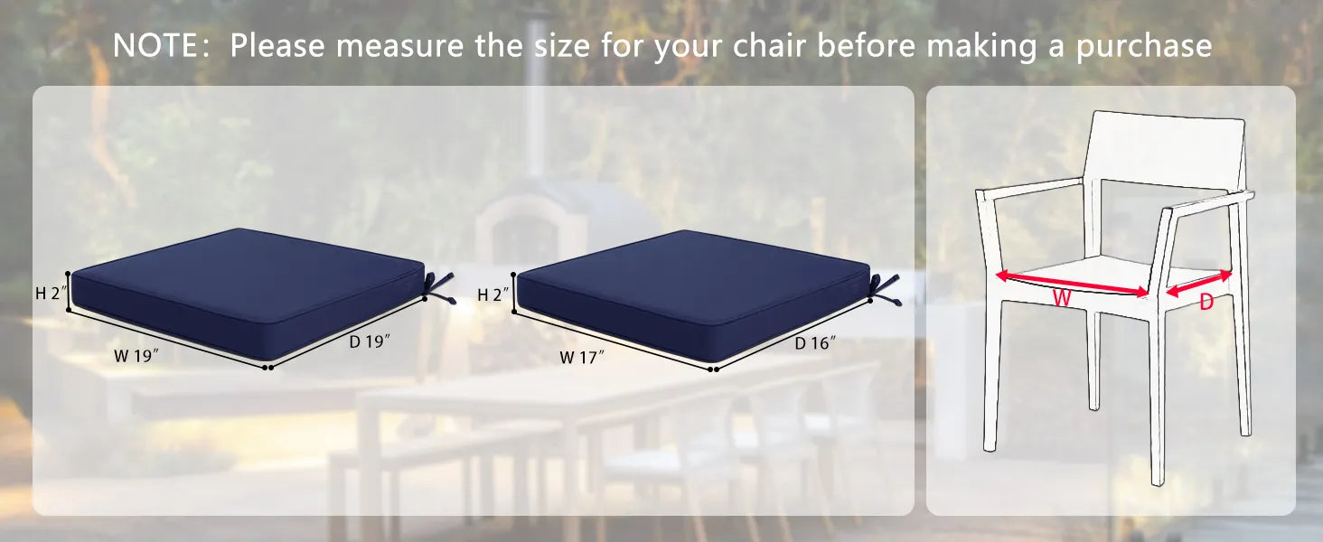 Favoyard blue chair cushions with measurements