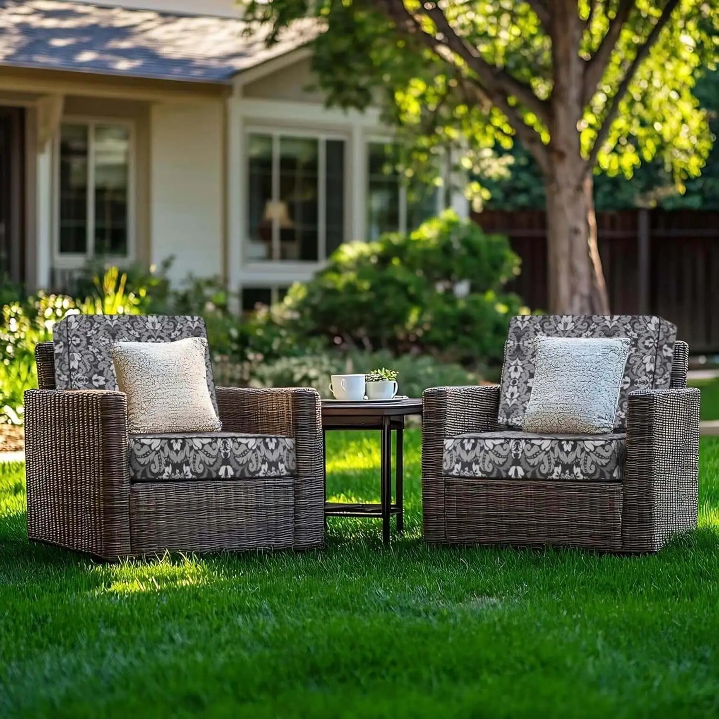 2 piece deep seat outdoor cushion set on chair